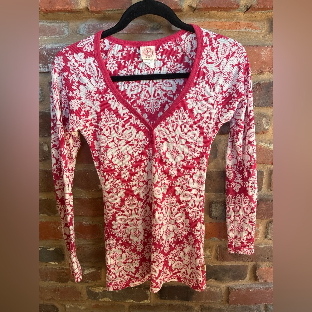 Curious Gypsy Women's Pink Floral-Pattern Knit V-Neck Top